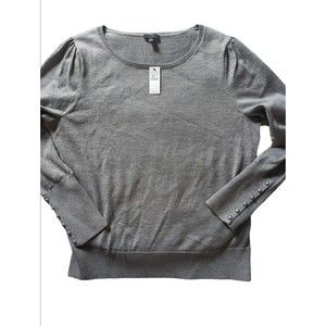NWT Talbots Sparkle Merino Wool Blend Sweater Gray Metallic Size Large